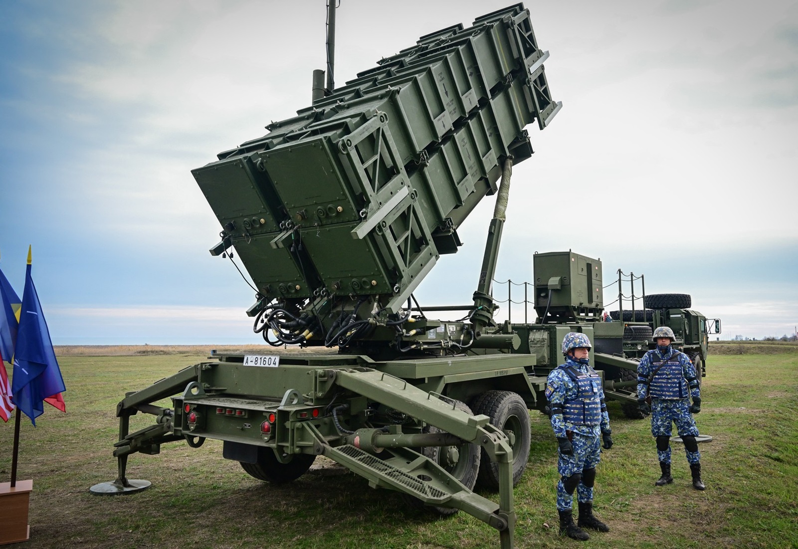 A Patriot rocket launcher system of the Romanian army is on the static display during an army drill at the Capu Midia military shooting range next to the Black Sea November 15, 2023. Romanian army drill took place aiming to identify, trace and destroy aerial drones targets.,Image: 822230367, License: Rights-managed, Restrictions: , Model Release: no, Credit line: Daniel MIHAILESCU / AFP / Profimedia