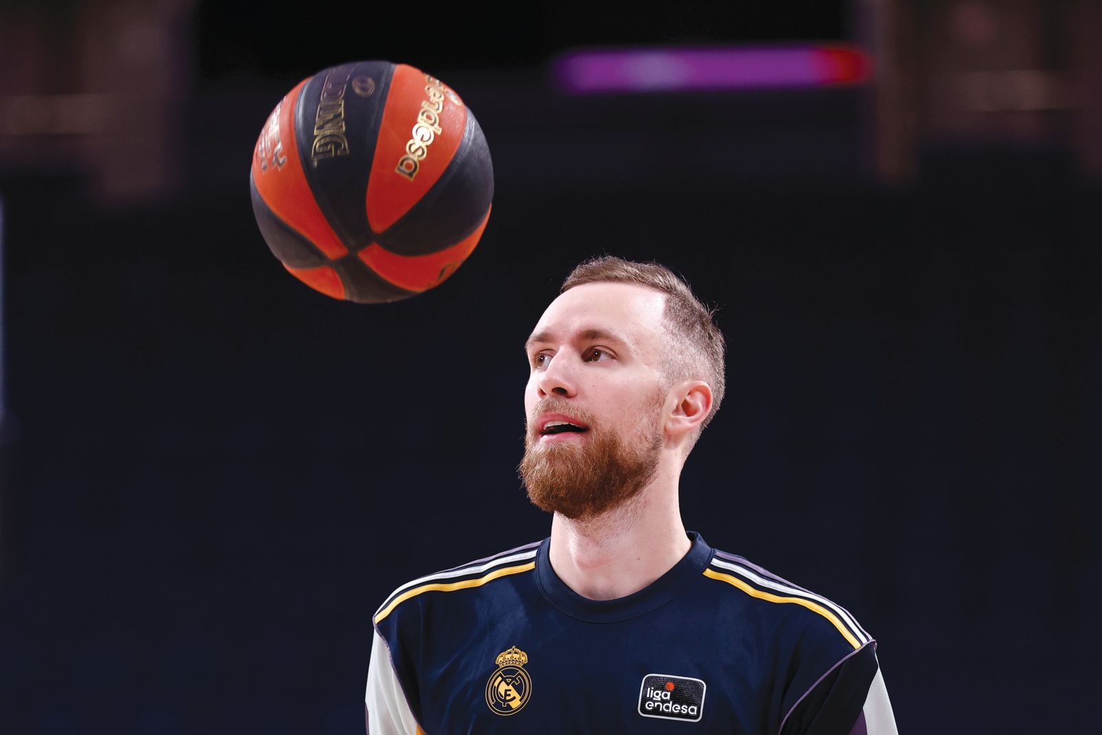 Dzanan Musa of Real Madrid warms up during the Spanish League, Liga ACB Endesa, basketball match played between Real Madrid and Rio Breogan at Wizink Center pavilion on December 03, 2023, in Madrid, Spain. AFP7 03/12/2023 (Europa Press via AP)