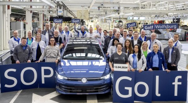 New Golf starts rolling off assembly line at Wolfsburg plant.