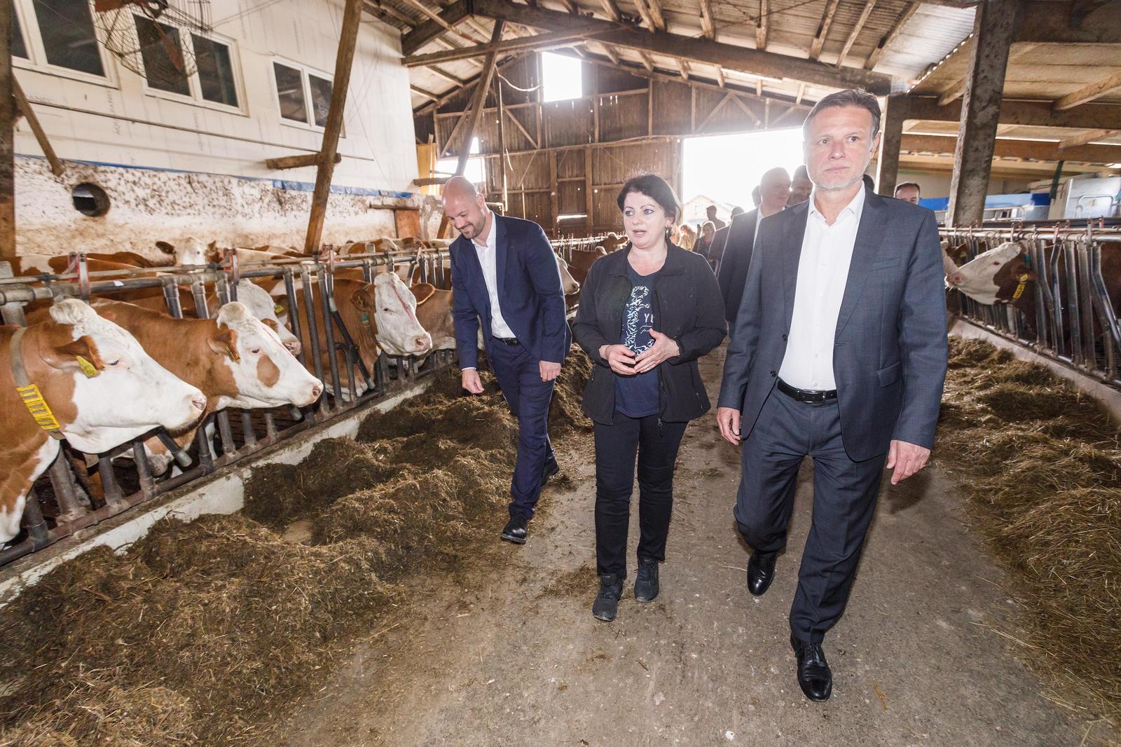 03.04.2024., Dubrava - Predsjednik Sabora, Gordan Jandrokovic, posjetio je OPG Emina Burek, najboljeg proizvodjaca mlijeka u 2023. godini. Photo: Tomislav Miletic/PIXSEL/PIXSELL