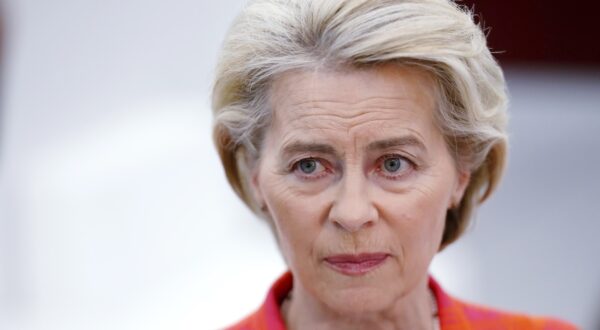 epa11279458 President of the European Commission Ursula von der Leyen talks to Latvia's public broadcasters during the pre-election campaign in Riga, Latvia, 15 April 2024. Ursula von der Leyen has traveled to Latvia as part of her campaign ahead of the European Parliament election on 06 June 2024.  EPA/TOMS KALNINS