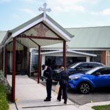 epa11281176 NSW Forensic police officers investigate at Christ The Good Shepherd Church in the suburb of Wakeley, in Sydney, Australia, 16 April 2024. A 15-year-old boy has been arrested after a stabbing at an Orthodox Assyrian church in western Sydney which sparked unrest as an angry mob confronted police.  EPA/BIANCA DE MARCHI   AUSTRALIA AND NEW ZEALAND OUT