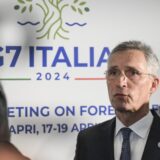 epa11286595 NATO Secretary General Jens Stoltenberg gives a statement to the media in Capri, southern Italy, 18 April 2024, on the second day of the G7 Foreign Ministers meeting. Foreign ministers of the Group of Seven (G7) gathered on the southern Italian island of Capri for a three-day of encounters, from 17 to 19 April, to discuss support for Ukraine and addressing the crisis in the Middle East, among other topics. On 18 April, Stoltenberg participated in the meeting.  EPA/CIRO FUSCO