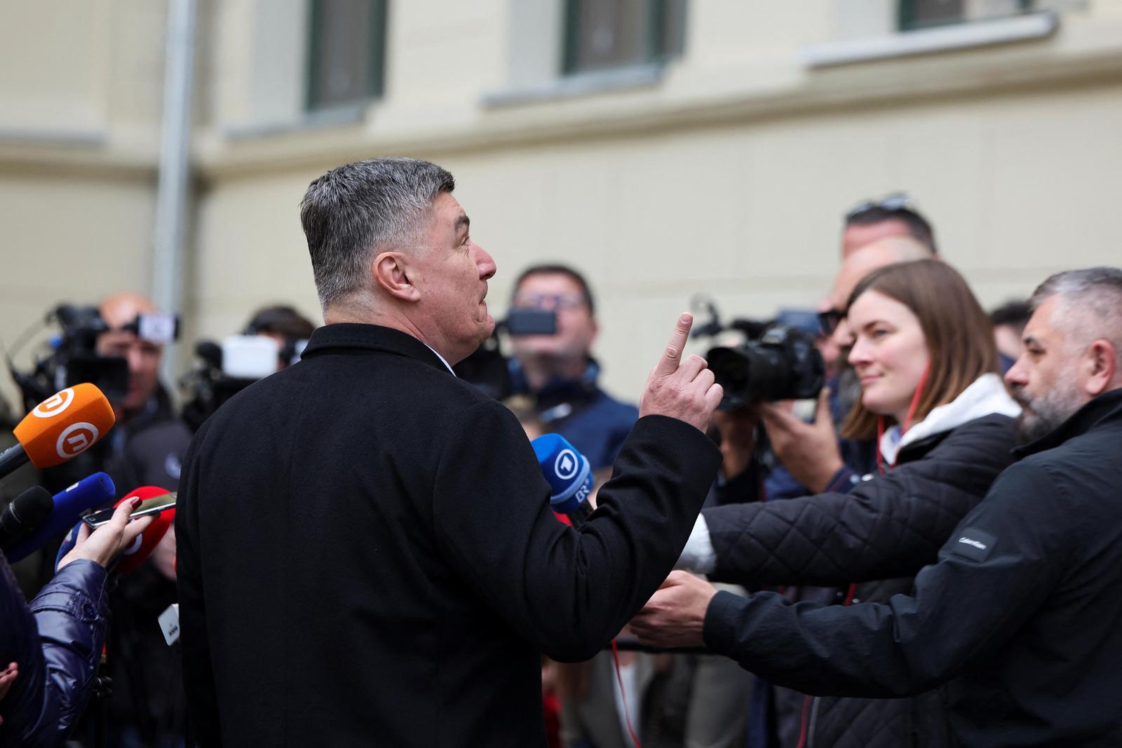 Croatian President Zoran Milanovic speaks to the media on the day of the parliamentary election in Zagreb, Croatia, April 17, 2024. REUTERS/Marko Djurica Photo: MARKO DJURICA/REUTERS