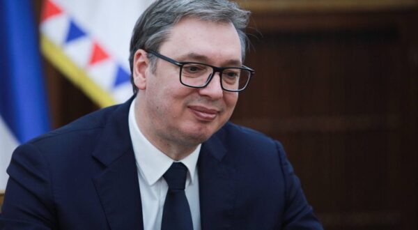Belgrade, April 12, 2024 - Serbian President Aleksandar Vucic and the special envoy of the French Ministry of Foreign Affairs, Troccaz, met today at the Presidency. (BETAPHOTO/MILAN ILIC)//BETAAGENCY_sipa.07027/Credit:MILAN ILIC/SIPA/2404131410,Image: 864473066, License: Rights-managed, Restrictions: , Model Release: no, Credit line: MILAN ILIC / Sipa Press / Profimedia