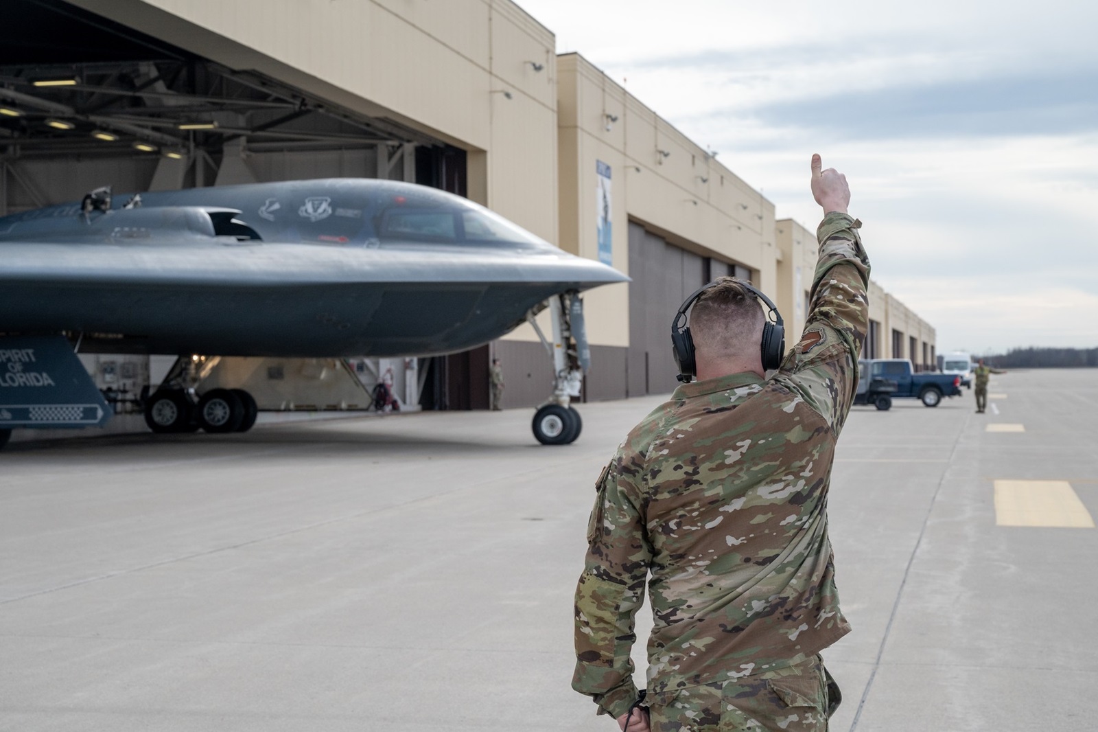 February 1, 2024, Knob Noster, Mo, United States: U.S. Air Force Tech. Sgt. Travis Dowler, 131st Aircraft Maintenance Squadron crew chief, marshals a U.S. Air Force B -2 Spirit Stealth Bomber as it rolls out of the hangar on the flight line at Whiteman Air Force Base, February 1, 2024 in  Knob Noster, Missouri, USA.,Image: 849607176, License: Rights-managed, Restrictions: ***
HANDOUT image or SOCIAL MEDIA IMAGE or FILMSTILL for EDITORIAL USE ONLY! * Please note: Fees charged by Profimedia are for the Profimedia's services only, and do not, nor are they intended to, convey to the user any ownership of Copyright or License in the material. Profimedia does not claim any ownership including but not limited to Copyright or License in the attached material. By publishing this material you (the user) expressly agree to indemnify and to hold Profimedia and its directors, shareholders and employees harmless from any loss, claims, damages, demands, expenses (including legal fees), or any causes of action or allegation against Profimedia arising out of or connected in any way with publication of the material. Profimedia does not claim any copyright or license in the attached materials. Any downloading fees charged by Profimedia are for Profimedia's services only. * Handling Fee Only 
***, Model Release: no, Credit line: Msgt. John Hillier/U.S. Air / Zuma Press / Profimedia