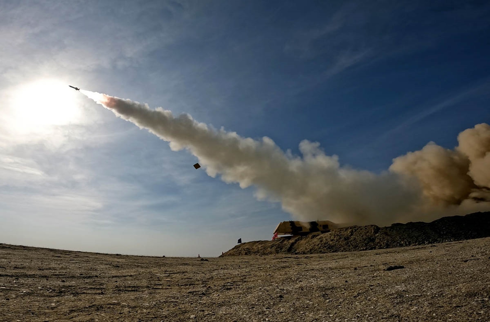 January 19, 2024, Undisclosed, Persian Gulf, Iran: A missile being launched during a military drill at an undisclosed location in the Persian Gulf, southern Iran.,Image: 838822108, License: Rights-managed, Restrictions: , Model Release: no, Credit line: Iranian Army Office / Zuma Press / Profimedia