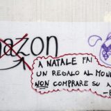 Italy, Milan - April 24, 2024.Amazon fined 10 million Euros for inducing consumers to make periodic purchases.Ten million euo fine for Amazon for having set the pre-selection of the periodic purchase on its platform, for many products present on e-commerce, limiting the freedom of consumers..Archive photo of protest graffiti against Amazon  / Padova, Italy,Image: 867506954, License: Rights-managed, Restrictions: * France, Germany and Italy Rights Out *, Model Release: no, Credit line: Brancolini/Fotogramma / Zuma Press / Profimedia