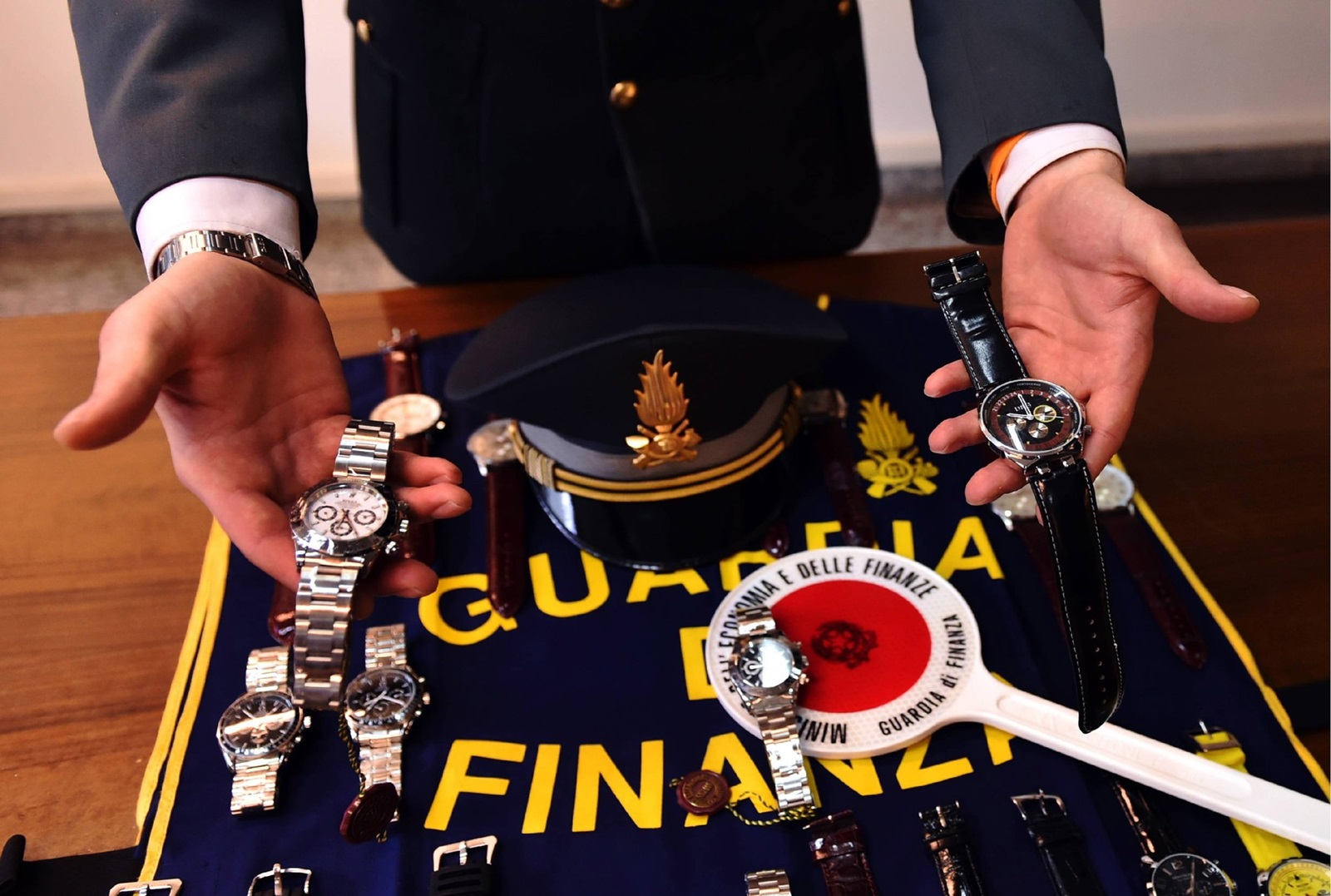 Italy, Milan - 2015.FAKE WATCHES SEIZED by GUARDIA DI FINANZA POLICE.ROLEX, PANERAI, CARTIER, OMEGA ETC.,Image: 714834750, License: Rights-managed, Restrictions: * France, Germany and Italy Rights Out *, Model Release: no, Credit line: Piaggesi/Fotogramma / Zuma Press / Profimedia
