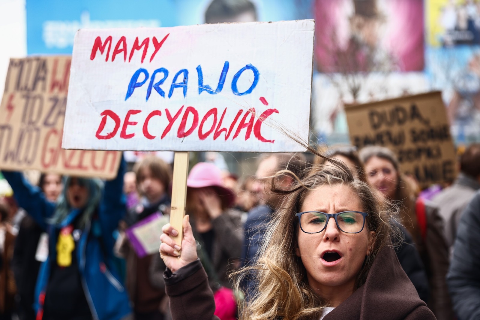 March 10, 2024, Katowice, Poland: A woman holds a banner reading 'We have right to decide' during an annual 'Manifa' march organized by women rights activists  in Katowice, Poland on March 10, 2024. This year's edition was held under a slogan 'Don't fuck up what we had won' with participants demanding abortion rights for women.,Image: 855991490, License: Rights-managed, Restrictions: * France Rights OUT *, Model Release: no, Credit line: Beata Zawrzel / Zuma Press / Profimedia