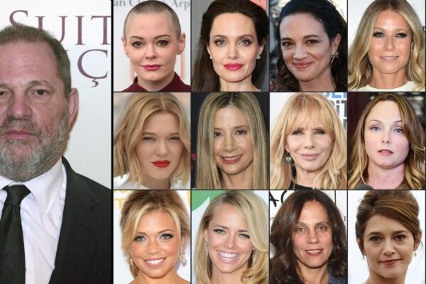 (COMBO): This combination of pictures created on October 13, 2017 shows US producer Harvey Weinstein (L) taken on March 10, 2015; (1st row from L) US actress Rose McGowan taken on April 3, 2016, US actress Angelina Jolie taken on September 13, 2017 in New York City, Italian actress Asia Argento taken on May 17, 2017, US actress Gwyneth Paltrow taken on May 6, 2017, US actress Ashley Judd taken on July 25, 2017, (2nd row fromL) French actress Lea Seydoux taken on May 19, 2016, US actress Mira Sorvino taken on December 7, 2015, US actress Rosanna Arquette taken on February 25, 2017, US actress Louisette Geiss taken on October 10, 2017, British actress Kate Beckinsale taken on on August 7, 2017, (3rd row fromL) Television reporter Lauren Sivan taken on July 26, 2014, US actress Jessica Barth taken  on June 21, 2012, US producer Elizabeth Karlsen taken on January 4, 2016, French actress Emma De Caunes taken on October 17, 2016, and French actress Judith Godreche taken on October 19, 2015. 
 An avalanche of claims of sexual harassment, assault and rape by hugely influential Hollywood producer Harvey Weinstein have surfaced since the publication last week of an explosive New York Times report alleging a history of abusive behavior dating back decades.,Image: 352834420, License: Rights-managed, Restrictions: , Model Release: no, Credit line: STAFF / AFP / Profimedia