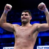 Filip Hrgovic celebrates victory against Demsey McKean in action in the International Heavyweight contest at the O2 Arena, London. Picture date: Saturday August 12, 2023.,Image: 796555410, License: Rights-managed, Restrictions: Use subject to restrictions. Editorial use only, no commercial use without prior consent from rights holder., Model Release: no, Credit line: Nick Potts / PA Images / Profimedia