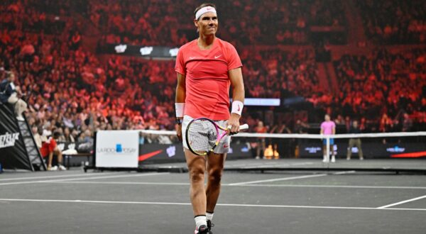 LAS VEGAS, NEVADA - MARCH 03: Rafael Nadal competes in The Netflix Slam, a live Netflix Sports event at the MGM Resorts | Michelob Ultra Arena on March 03, 2024 in Las Vegas, Nevada.   David Becker,Image: 853439759, License: Rights-managed, Restrictions: , Model Release: no, Credit line: David Becker / Getty images / Profimedia