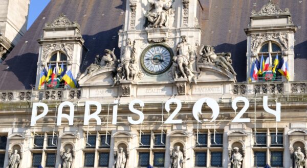 The Olympic and Paralympic symbols are on display at Paris City Hall. The 2024 Summer Olympics will be held in Paris from July 26 to August 11, 2024. in Paris, France on March 8, 2024.,Image: 855247144, License: Rights-managed, Restrictions: , Model Release: no, Credit line: Hubert Psaila Marie/ABACA / Abaca Press / Profimedia
