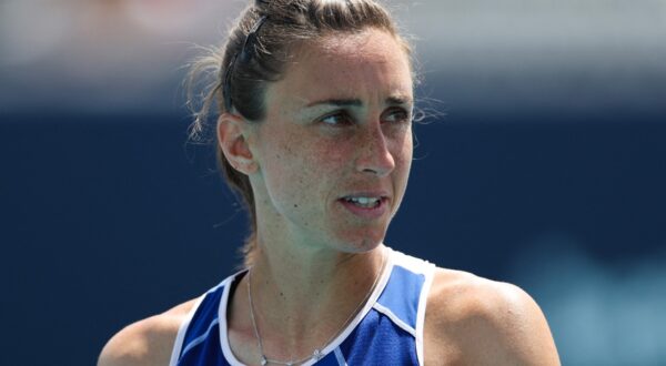 MIAMI GARDENS, FLORIDA - MARCH 20: Petra Martic of Croatia looks on during her women's singles match against Claire Liu of the United States during the Miami Open at Hard Rock Stadium on March 20, 2024 in Miami Gardens, Florida.   Megan Briggs,Image: 858357347, License: Rights-managed, Restrictions: , Model Release: no, Credit line: Megan Briggs / Getty images / Profimedia