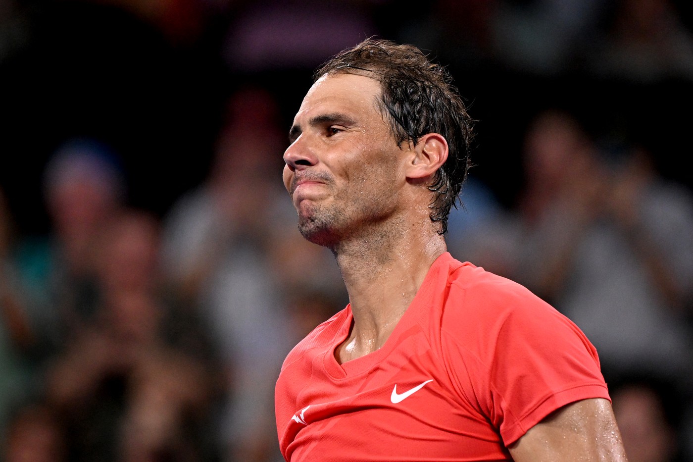(FILES) Spain's Rafael Nadal celebrates victory after his men's singles match against Jason Kubler of Australia at the Brisbane International tennis tournament in Brisbane on January 4, 2024. Rafael Nadal announced on April 4, 2024 his withdrawal from the Masters 1000 in Monte-Carlo, which begins on April 7, 2024 as he is not being physically ready.,Image: 862401228, License: Rights-managed, Restrictions: --IMAGE RESTRICTED TO EDITORIAL USE - STRICTLY NO COMMERCIAL USE--, Model Release: no, Credit line: William WEST / AFP / Profimedia