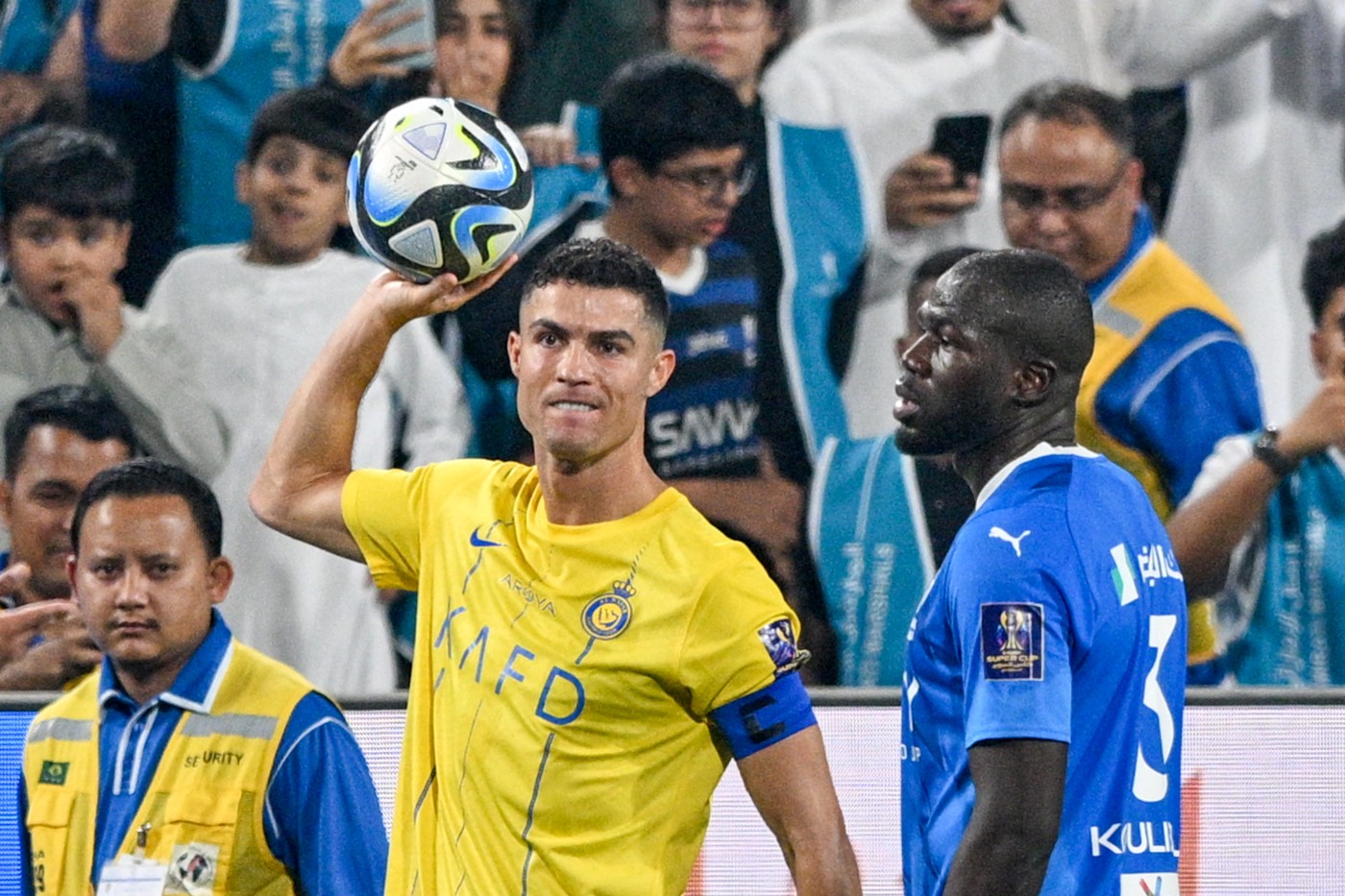 ABU DHABI, UNITED ARAB EMIRATES - APRIL 8: Cristiano Ronaldo of Al Nassr during the Saudi Super Cup Semi-Final match between Al Hilal and Al Nassr at Mohamed Bin Zayed Stadium in Abu Dhabi, United Arab Emirates on April 08, 2024. Waleed Zein / Anadolu,Image: 863455944, License: Rights-managed, Restrictions: , Model Release: no, Credit line: Waleed Zein / AFP / Profimedia
