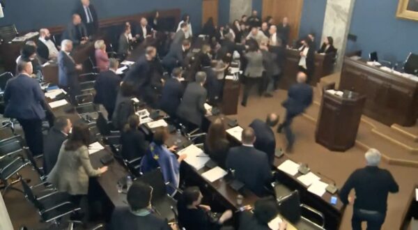 TBILISI, GEORGIA - APRIL 15: (----EDITORIAL USE ONLY MANDATORY CREDIT - 'GEORGIAN PARLIAMENT / HANDOUT' - NO MARKETING NO ADVERTISING CAMPAIGNS - DISTRIBUTED AS A SERVICE TO CLIENTS----) A screen grab captured from the video shows fight in parliament after opposition MP Aleko Elisashvili punched the leader of the ruling Georgian Dream party, Mamuka Mdinaradze, in the face during a speech on a controversial foreign agents' bill in Tbilisi, Georgia on April 15, 2024. Georgian Parliament / Handout / Anadolu/ABACAPRESS.COM,Image: 865030369, License: Rights-managed, Restrictions: ***
HANDOUT image or SOCIAL MEDIA IMAGE or FILMSTILL for EDITORIAL USE ONLY! * Please note: Fees charged by Profimedia are for the Profimedia's services only, and do not, nor are they intended to, convey to the user any ownership of Copyright or License in the material. Profimedia does not claim any ownership including but not limited to Copyright or License in the attached material. By publishing this material you (the user) expressly agree to indemnify and to hold Profimedia and its directors, shareholders and employees harmless from any loss, claims, damages, demands, expenses (including legal fees), or any causes of action or allegation against Profimedia arising out of or connected in any way with publication of the material. Profimedia does not claim any copyright or license in the attached materials. Any downloading fees charged by Profimedia are for Profimedia's services only. * Handling Fee Only 
***, Model Release: no, Credit line: AA/ABACA / Abaca Press / Profimedia
