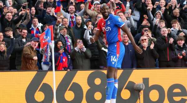 21st April 2024; Selhurst Park, Selhurst, London, England;  Premier League Football, Crystal Palace versus West Ham United; Jean-Philippe Mateta of Crystal Palace celebrates his goal in the 64th minute for 5-1.,Image: 866732548, License: Rights-managed, Restrictions: , Model Release: no, Credit line: Katie Chan / Actionplus / Profimedia