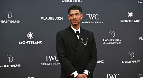 Real Madrid's English midfielder #5 Jude Bellingham poses on the Red Carpet ahead of the 25th Laureus World Sports Awards gala in Madrid on April 22, 2024.,Image: 867026902, License: Rights-managed, Restrictions: , Model Release: no, Credit line: JAVIER SORIANO / AFP / Profimedia