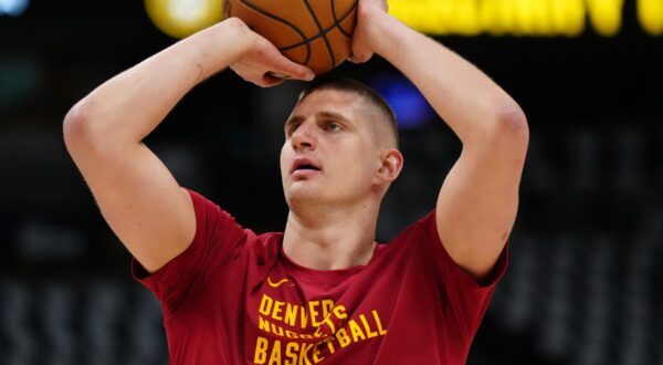 Apr 22, 2024; Denver, Colorado, USA; Denver Nuggets center Nikola Jokic (15) warms up before the game against the Los Angeles Lakers during game two of the first round for the 2024 NBA playoffs at Ball Arena.,Image: 867118868, License: Rights-managed, Restrictions: , Model Release: no, Credit line: USA TODAY Sports / ddp USA / Profimedia