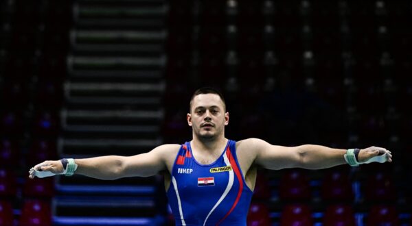 Croatia's Tin Srbic competes on the high bar (horizontal bar) during the Men's All-Around Finals plus qualification for Team and Invidual Apparatus Finals event at the Artistic Gymnastics European Championships, in Rimini, on the Adriatic coast, northeastern Italy, on April 24, 2024.,Image: 867580002, License: Rights-managed, Restrictions: , Model Release: no, Credit line: GABRIEL BOUYS / AFP / Profimedia