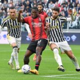 April 27, 2024, Turin: Juventus Manuel Locatelli and Milan's Yunus Musah in action during the italian Serie A soccer match Juventus FC vs AC Milan at the Allianz Stadium in Turin, Italy, 27 april 2024 ANSA/ALESSANDRO DI MARCO,Image: 868419761, License: Rights-managed, Restrictions: * Italy Rights Out *, Model Release: no, Credit line: Alessandro        Di Marco / Zuma Press / Profimedia