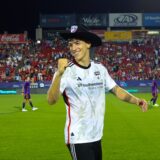 Apr 27, 2024; Frisco, Texas, USA;  FC Dallas forward Petar Musa (9) wears a cowboy hat after the match against the Houston Dynamo FC at Toyota Stadium.,Image: 868520657, License: Rights-managed, Restrictions: *** World Rights ***, Model Release: no, Credit line: USA TODAY Network / ddp USA / Profimedia