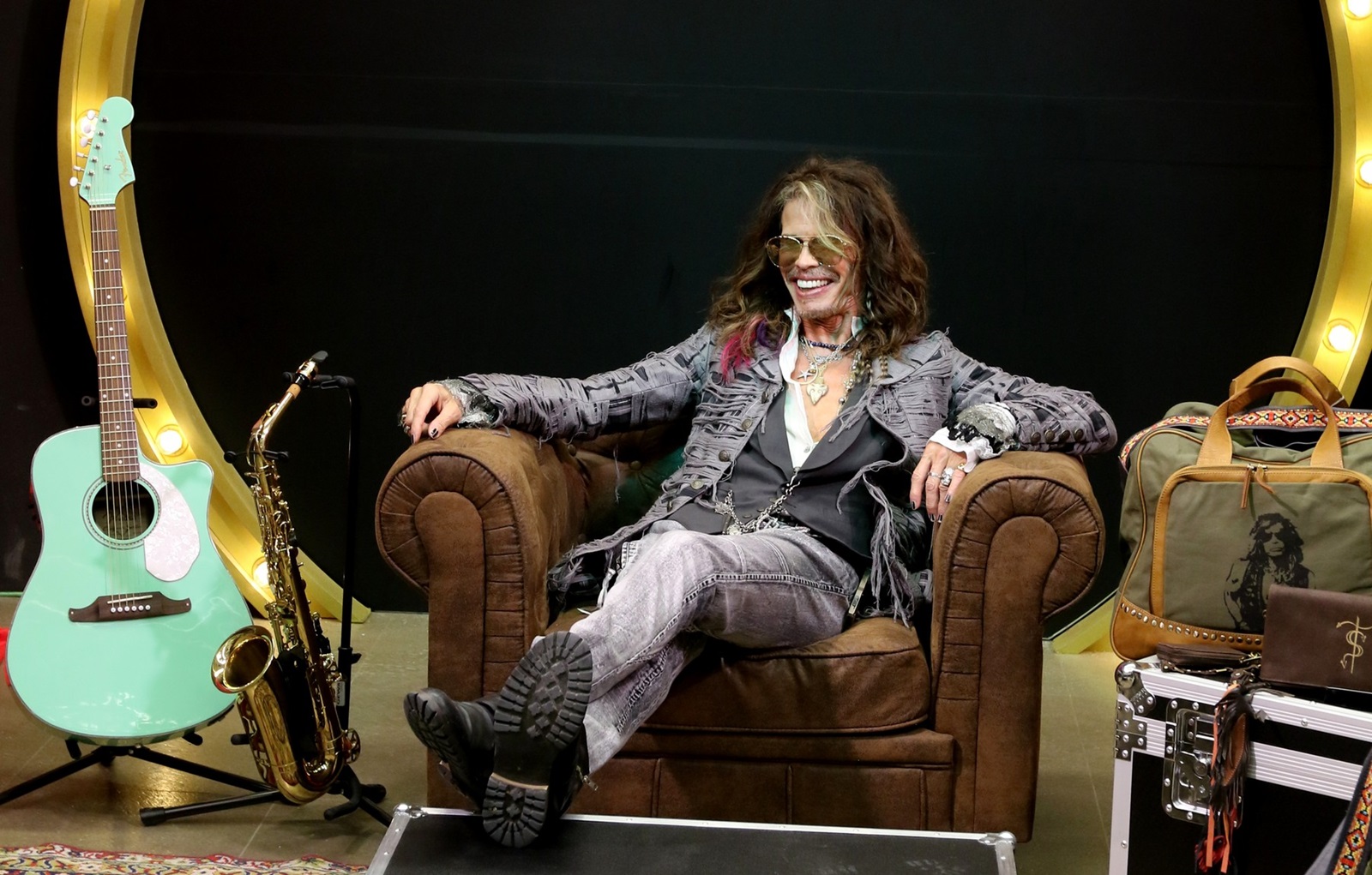 August 1, 2018 (Marbella, Malaga) Steven Tyler (Aerosmith ) creates his own brand with Starlite and presents the new collections designed by the iconic rock legend. The brand 'Steven Tyler Time Traveler' is composed of three different collections of bags and travel items.
