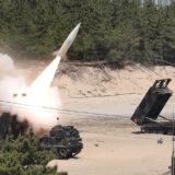 This handout photo taken on May 25, 2022 and provided by the South Korean Defence Ministry in Seoul shows a US Army Tactical Missile System (ATACMS) firing a missile from an undisclosed location on South Korea's east coast during a live-fire exercise aimed to counter North Korea’s missile test. North Korea fired a volley of missiles early on May 25, including a suspected intercontinental ballistic missile, just hours after US President Joe Biden left Asia after a trip overshadowed by Pyongyang's sabre-rattling.,Image: 694333097, License: Rights-managed, Restrictions: ---- EDITORS NOTE ----- RESTRICTED TO EDITORIAL USE - MANDATORY CREDIT 