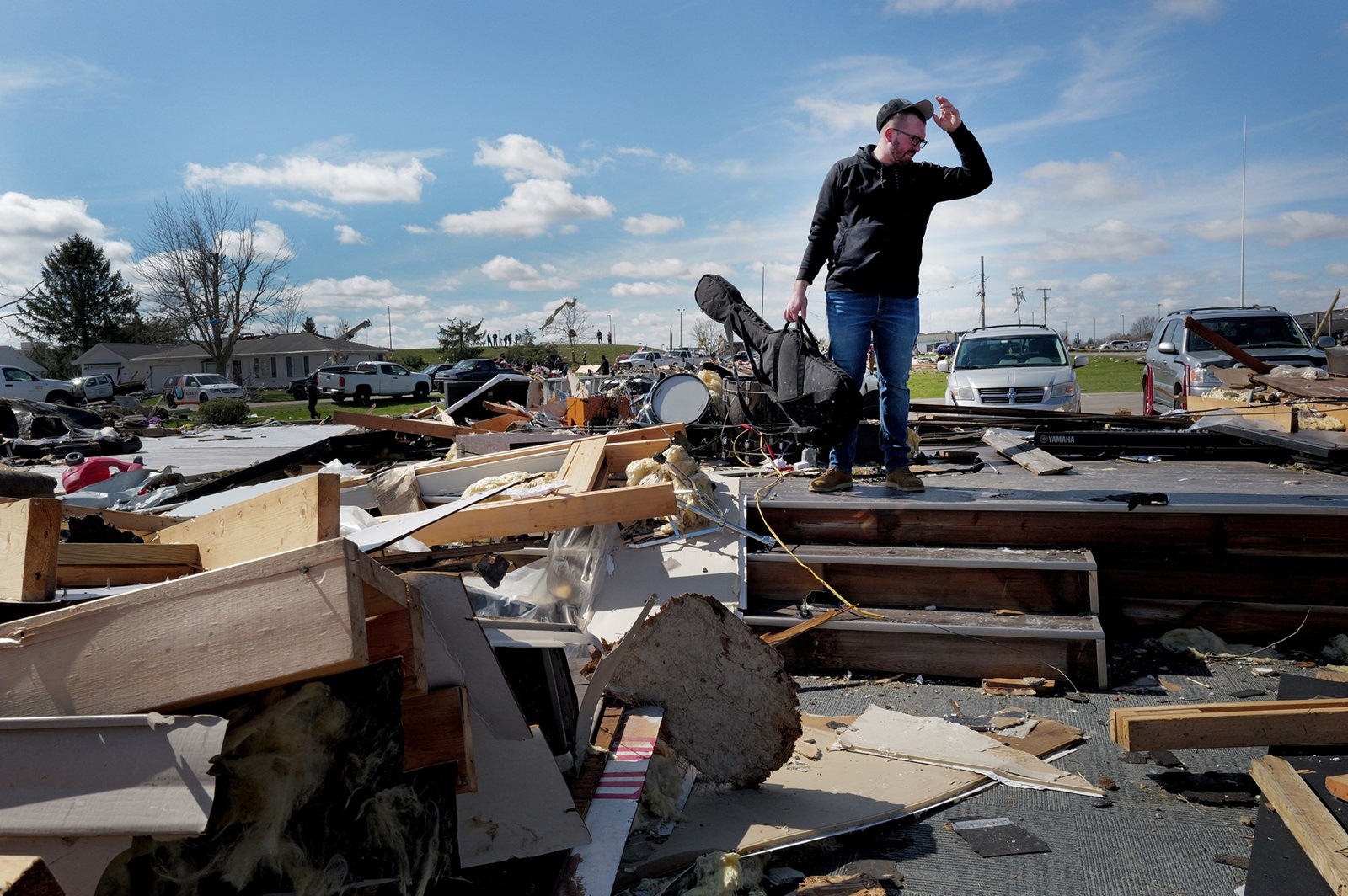 WINCHESTER, INDIANA - MARCH 15: Pastor Matthew Holloway surveys damage to his church after the structure was leveled by a tornado on March 15, 2024 in Winchester, Indiana. At least three people have been reported dead after a series of tornadoes ripped through the Midwest yesterday.   Scott Olson,Image: 857196919, License: Rights-managed, Restrictions: , Model Release: no, Credit line: SCOTT OLSON / Getty images / Profimedia