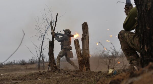 March 7, 2024, Bakhmut, Donetsk Oblast, Ukraine: ZHENYA, a Ukrainian soldier, fires a hornet system at Russian lines a few hundred meters away. Russian infantry positions are 100m away from Ukrainian lines.,Image: 854738281, License: Rights-managed, Restrictions: , Model Release: no, Credit line: Madeleine Kelly / Zuma Press / Profimedia