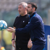 Modena, Italy, 5th May 2024. Osian Roberts Head coach of Como looks on as Cesc Fabregas Assistant Coach of Como 1907 throws the ball abck into play during the Serie B match at Stadio Alberto Braglia, Modena. Picture credit should read: Jonathan Moscrop / Sportimage EDITORIAL USE ONLY. No use with unauthorised audio, video, data, fixture lists, club/league logos or live services. Online in-match use limited to 120 images, no video emulation. No use in betting, games or single club/league/player publications. SPI-3126-0035
