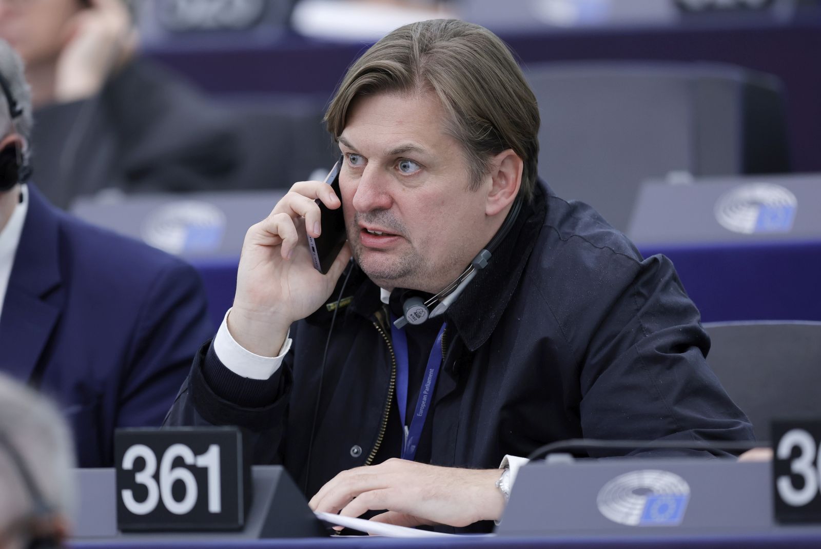 epa11295351 Maximilian Krah, a member of the German AfD party Federal Executive Committee and has been a Member of the European Parliament since 2019, during the Votings at the European Parliament in Strasbourg, France, 23 April 2024. The EU Parliament's session runs from 22 until 25 April 2024.  EPA/RONALD WITTEK