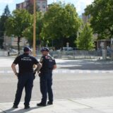 epa11342305 Police officers stand guard near the cordoned-off crime scene where Slovak Prime Minister Robert Fico was shot earlier in the day, in Handlova, Slovakia, 15 May 2024. According to a statement from the Slovak government office on 15 May, "following a government meeting in Handlova, there was an assassination attempt on the Prime Minister of the Slovak Republic Robert Fico. He is currently being transported by helicopter to Banska Bystrica Hospital in a life-threatening condition."  EPA/JAKUB GAVLAK