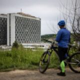 epa11347055 A cyclist looks towards the F. D. Roosevelt University Hospital, where Slovak Prime Minister Robert Fico is being treated after being shot two days earlier, in Banska Bystrica, Slovakia, 17 May 2024. The Slovak government office on 15 May confirmed there had been an assassination attempt on Prime Minister Robert Fico following a meeting in the town of Handlova. Slovak President-elect Peter Pellegrini, who visited Fico in hospital and spoke with him, told journalists that Fico's condition remains very serious.  EPA/MARTIN DIVISEK