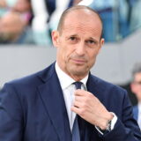 epa11335647 Juventus coach Massimiliano Allegri looks on during the Italian Serie A soccer match between Juventus FC and US Salernitana, in Turin, Italy, 12 May 2024.  EPA/Alessandro Di Marco