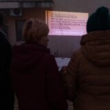 20.12.2023., Osijek - Tocno tri mjeseca nakon ubojstva Mihaele Berak u Osijeku, Udruga Adela je ispred zgrade Prve policijske postaje odrzala projekciju videa "Sigurnost i povjerenje".  Photo: Davor Javorovic/PIXSELL