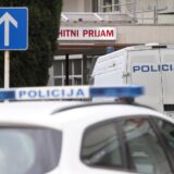 27.03.2020., Split - Policijska vozila ispred hitnog prijema KBC Split. "nPhoto: Ivo Cagalj/PIXSELL