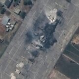 This handout satellite image taken and released by Maxar Technologies on May 16, 2024 shows a destroyed MiG-31 fighter aircraft at Belbek Airbase near Sevastopol, Crimea.,Image: 873726078, License: Rights-managed, Restrictions: RESTRICTED TO EDITORIAL USE - MANDATORY CREDIT 