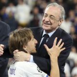 President of Real Madrid Florentino Perez, Luka Modric of Real Madrid during the trophy ceremony following the UEFA Champions League Final football match between Liverpool FC and Real Madrid CF on May 28, 2022 at Stade de France in Saint-Denis near Paris, France - Photo Jean Catuffe / DPPI,Image: 695364594, License: Rights-managed, Restrictions: Hungary Out, Model Release: no, Credit line: JEAN CATUFFE / AFP / Profimedia
