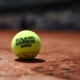 An official ball lies on the surface of Court Simonne Mathieu ahead of the Roland-Garros Open tennis tournament in Paris on May 27, 2023.
  Novak Djokovic will bid for a record-breaking 23rd Grand Slam title at a French Open without his old rival Rafael Nadal for the first time since 2004, while Iga Swiatek attempts to become the first woman to defend the title in 16 years int eh tournament which starts on May 28.,Image: 779641326, License: Rights-managed, Restrictions: , Model Release: no, Credit line: Anne-Christine POUJOULAT / AFP / Profimedia