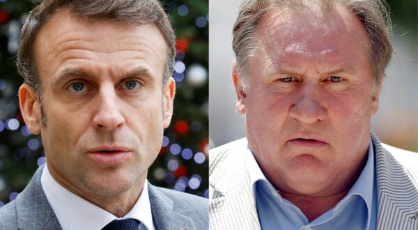 (COMBO) (FILES) This combination of pictures created on December 20, 2023 shows
President Emmanuel Macron (L) at the Elysee Palace in Paris on December 13, 2023 and French actor Gerard Depardieu on June 6, 2013 in Nice, southeastern France. 
 French President Emmanuel Macron said on December 20, 2023 French film icon Gerard Depardieu, accused of rape, had become the target of a "manhunt" as the actor faces fresh scrutiny over sexist comments.,Image: 831288703, License: Rights-managed, Restrictions: , Model Release: no, Credit line: Valery HACHE / AFP / Profimedia