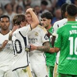 Real Madrid's Toni Kroos says goodbye to the fans in presence of his teammate and friend Luka Modric during La Liga match. May 25,2024.,Image: 876964335, License: Rights-managed, Restrictions: *** World Rights Except France, Germany, Japan, and Spain *** DEUOUT ESPOUT FRAOUT JPNOUT, Model Release: no, Credit line: Alter Photos / ddp USA / Profimedia
