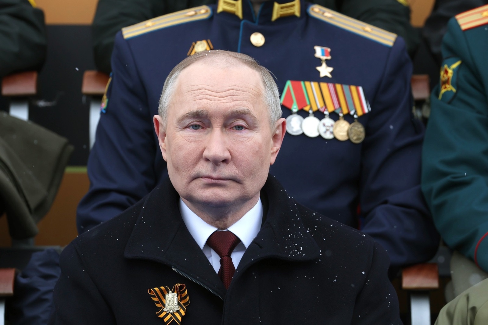 8678058 09.05.2024 Russian President Vladimir Putin attends a military parade on Victory Day, which marks the 79th anniversary of the victory over Nazi Germany in World War Two, in Moscow, Russia.,Image: 871372239, License: Rights-managed, Restrictions: Editors' note: THIS IMAGE IS PROVIDED BY RUSSIAN STATE-OWNED AGENCY SPUTNIK., Model Release: no, Credit line: Mikhael Klimentyev / Sputnik / Profimedia