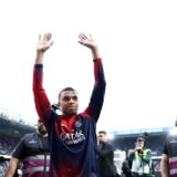 Paris Saint-Germain's French forward #07 Kylian Mbappe waves to supporters before the French L1 football match between Paris Saint-Germain (PSG) and Toulouse (TFC) on May 12, 2024 at the Parc des Princes stadium in Paris. This game will be Mbappe's final home game after he confirmed on May 10 he will leave the French champions at the end of the season, with Real Madrid widely expected to be his next destination.,Image: 872317994, License: Rights-managed, Restrictions: , Model Release: no, Credit line: FRANCK FIFE / AFP / Profimedia
