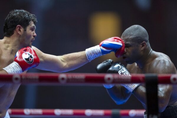 RIYADH, SAUDI ARABIA - JUNE 01: Daniel Dubois (R) from England in action against Filip Hrgovic (L) from Croatia during 5v5 boxing tournament at Kingdom Arena in Riyadh, Saudi Arabia on June 01, 2024. Mohammed Saad / Anadolu/ABACAPRESS.COM,Image: 878243761, License: Rights-managed, Restrictions: , Model Release: no, Credit line: AA/ABACA / Abaca Press / Profimedia
